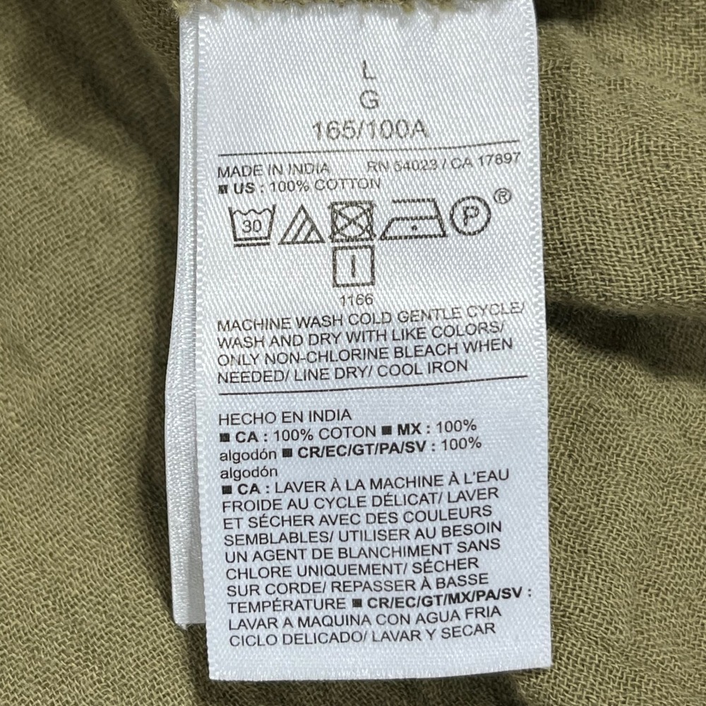 Old Navy Boho Granola Olive Green Cotton Gauze Tiered Dress Dark Cottagecore L - Picture 8 of 8